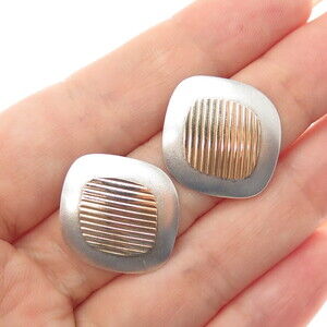 NABCO 925 Sterling Silver 14K Gold Vintage Modernist Earrings